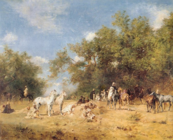 Arab horsemen resting by Eugene Fromentin